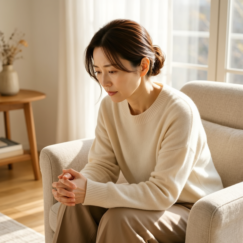 Mulher em momento de introspecção buscando respostas sobre como saber se é amor ou dependência emocional em sua vida.