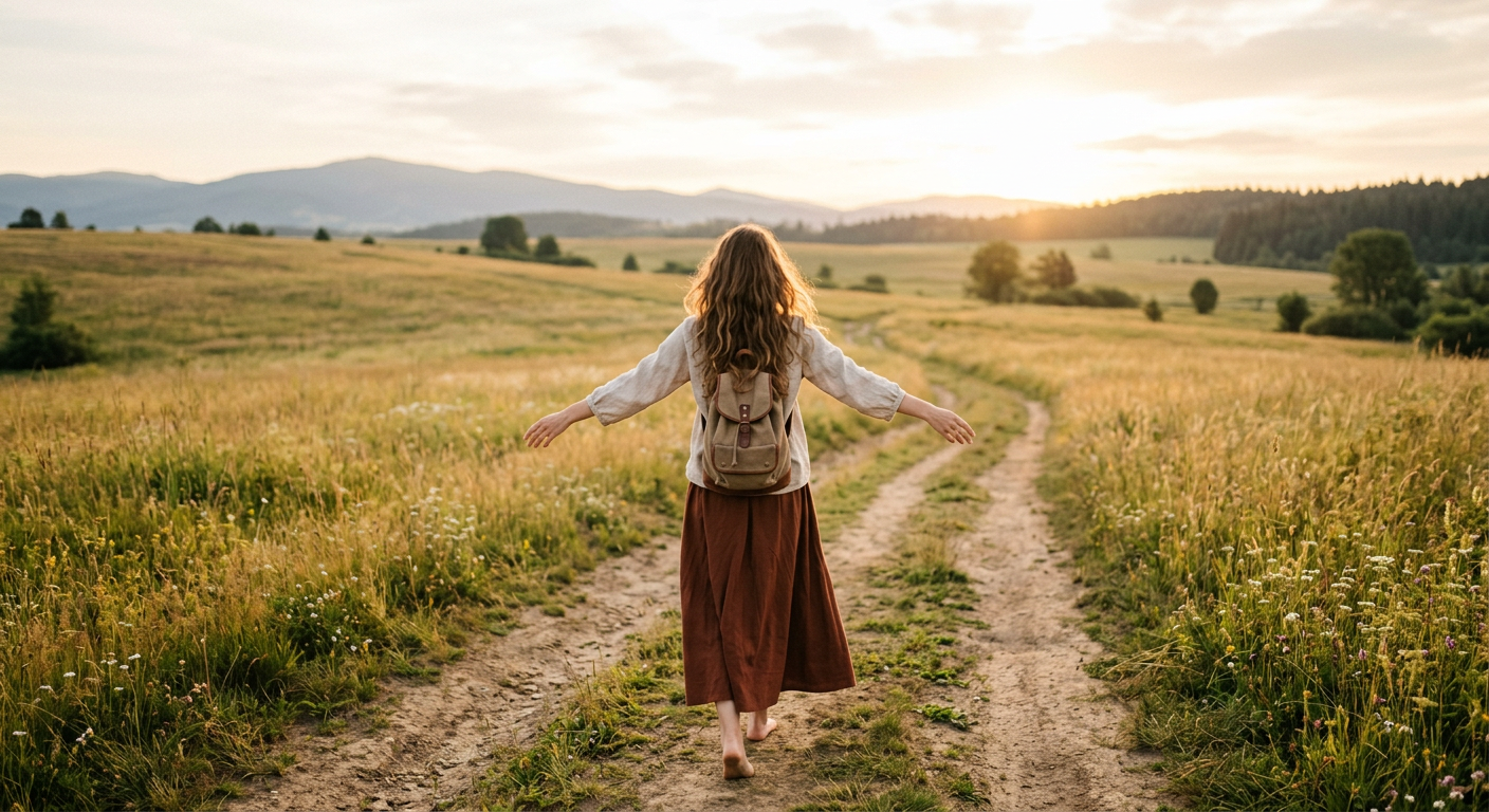 Mulher caminhando livremente, simbolizando o processo de libertação para quem busca como parar de precisar da aprovação dos outros.